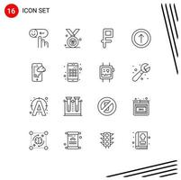 Pack of 16 creative Outlines of technology connection currency cloud arrow Editable Vector Design Elements