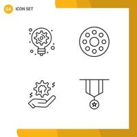 Universal Icon Symbols Group of 4 Modern Filledline Flat Colors of generation cog light bulb monitor solution Editable Vector Design Elements