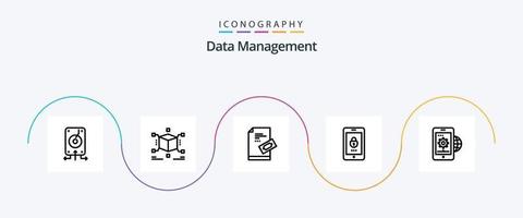 Data Management Line 5 Icon Pack Including . pad . jigsaw . tickets . pass vector