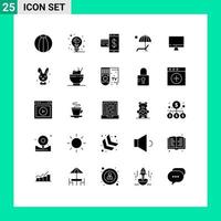 Set of 25 Modern UI Icons Symbols Signs for summer bench card umbrella payment Editable Vector Design Elements