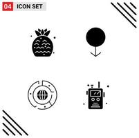 4 Thematic Vector Solid Glyphs and Editable Symbols of strawberry chart fruit man graph Editable Vector Design Elements