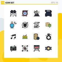 Set of 16 Modern UI Icons Symbols Signs for moon body whack a mole avatar memory Editable Creative Vector Design Elements