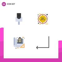 4 Universal Flat Icons Set for Web and Mobile Applications cable construction discount building arrow Editable Vector Design Elements