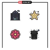 paquete de iconos de vector de stock de 4 signos y símbolos de línea para elementos de diseño de vector editables de cubo de basura de estrella de mar de mardi gras de apartamento