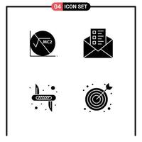 4 Solid Glyph concept for Websites Mobile and Apps math weapon education chat safety Editable Vector Design Elements