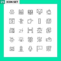 grupo de 25 líneas de signos y símbolos para negocios de clima ventoso escribir elementos de diseño de vectores editables por correo