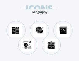 paquete de iconos de glifo de geografía 5 diseño de iconos. bolso. viajar. clavo. posición. objetivo vector