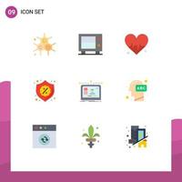 Pack of 9 creative Flat Colors of design user beat website sale Editable Vector Design Elements