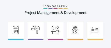 Project Management And Development Line 5 Icon Pack Including gravel. vintage. release. auction . modern. Creative Icons Design vector