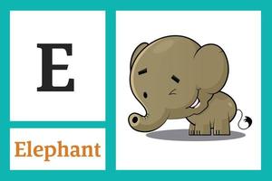 Alphabet with letter E for Elephant vector