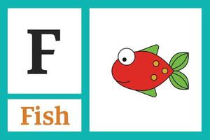 alfabeto con letra f para peces vector