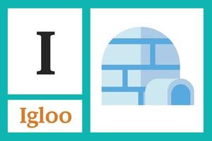 Alphabet with letter I for Igloo vector