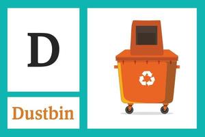 Alphabet with letter D for Dustbin vector