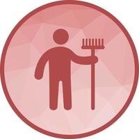 Man Holding Mop Low Poly Background Icon vector