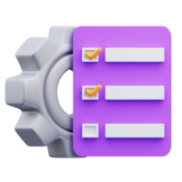 3D-Darstellung des Projektmanagement-Aufgabensymbols, Checkliste png