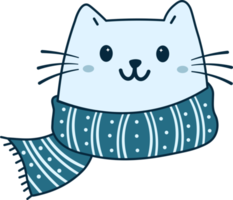 Cute cat with winter scarf png