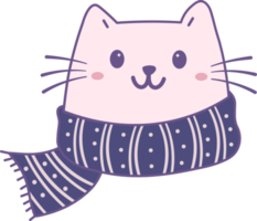 Cute cat with winter scarf png