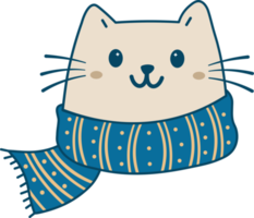 Cute cat with winter scarf png