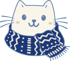 Cute cat with winter scarf png