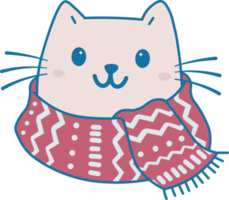 Cute cat with winter scarf png