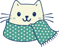 Cute cat with winter scarf png