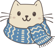 Cute cat with winter scarf png