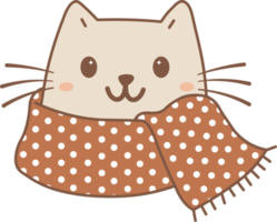 lindo gato con bufanda de invierno png