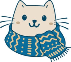 lindo gato con bufanda de invierno png