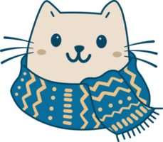 Cute cat with winter scarf png