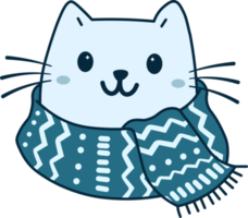 Cute cat with winter scarf png