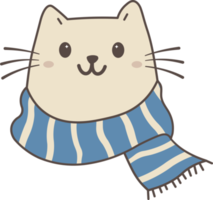 schattig kat met winter sjaal png