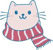 Cute cat with winter scarf png