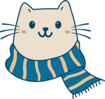 Cute cat with winter scarf png