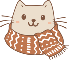 Cute cat with winter scarf png