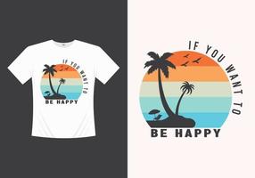 Summer beach line distressed vector t-shirt design with palm trees silhouette illustration, for t-shirt print and other uses.