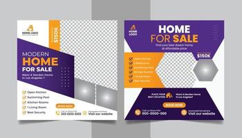 Real Estate Property Social Media Post or Modern Home Sale Social Media Promotion Square Flyer Web Banner Design Template vector