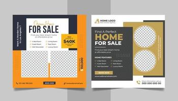 Modern Real Estate Home for Sale Social Media Post Design Web Banner Template Set. vector