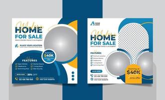 Real Estate Social Media Post Template, Corporate Elegant Home Sale Social Media Banner, Property Social Media Promotion Square Flyer Web Template. vector