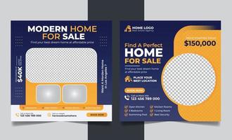 Real Estate Property Social Media Post Template, Modern Home Sale Social Media Promotion Banner, Square flyer Template. vector