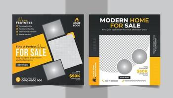 Real Estate Property Social Media Post Template, Modern Home Sale Social Media Promotion Banner, Square flyer Template. vector