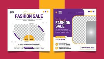 Fashion Sale New Collection Promotion Social Media Post Design Square Web Banner Template. vector