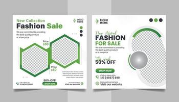 Fashion Sale New Collection Promotion Social Media Post Design Square Web Banner Template. vector