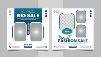 Fashion Sale New Collection Promotion Social Media Post Design Square Web Banner Template. vector