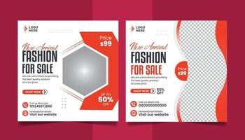 Fashion sale social media post design color trends collection promotion square web banner template. vector