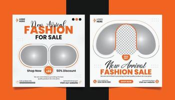 Fashion sale social media post design color trends collection promotion square web banner template. vector