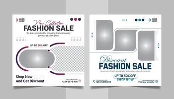 Fashion Sale New Collection Promotion Social Media Post Design Square Web Banner Template. vector