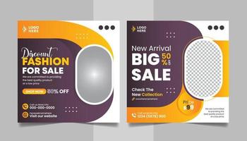 New Collection Fashion Sale Promotion Social Media Post Design Square Web Banner Template. vector