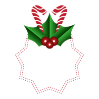 Holly berry leaves candy cane Christmas frame free png