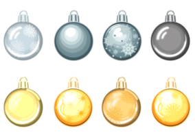 Set of colorful Christmas ball. PNG illustration with transparent background.