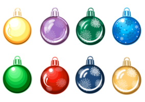 Set of colorful Christmas ball. PNG illustration with transparent background.